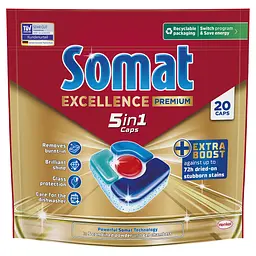 Капсули для посудомийної машини Somat Exellence 5 в 1, 20 шт.