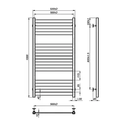 Рушникосушка водяна Onlyheat Solis 500/1000/11, Хром - мініатюра 3