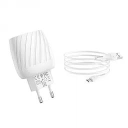 Зарядне мережеве HOCO C78A Highway 2USB 2.4A Micro USB Білий - мініатюра 4