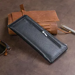 Горизонтальний тонкий гаманець зі шкіри унісекс ST Leather 19324 чорний - мініатюра 10