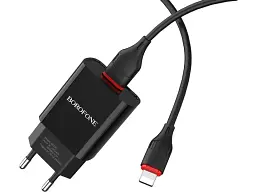 Мережевий зарядний пристрій Borofone BA20A Sharp Single Lightning Black (BA20ALB) (6931474702128)