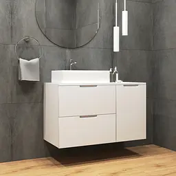 Тумба під умивальник зі стільницей Koller Pool Aqua New 100 з корзиною підвісна біла глянець 2022A1100AQNEW, Білий - мініатюра 3