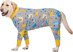 Піжама/попона для собак MIAODODO D15 Yellow Dinosaur, M