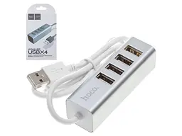 Хаб адаптер Usb Hoco на 4 Usb Line machine HB1 silver 6957531038146 - мініатюра 4