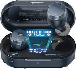 Бездротові навушники TOZO T12 Bluetooth 5.3 з LED-дисплеєм і зарядним кейсом - мініатюра 1