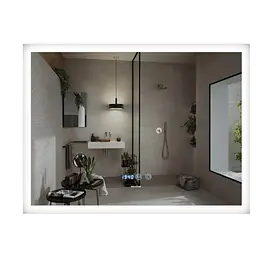Дзеркало Mixxus FLAT MR04-100x80 з LED Touch, Anti-fog, димером, регулюванням яскравості, годинником (MI6927) - мініатюра 1