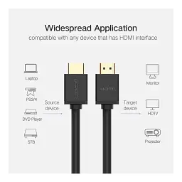 Кабель мультимедійний HDMI M to HDMI M 1.5m HD104 black Ugreen (60820) - мініатюра 3
