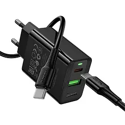 МЗП Hoco CS94A Leader PD20W+QC3.0 (1USB-A/1C) + кабель Type-C to Type-C Black - мініатюра 4