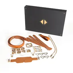 БДСМ-набір LOCKINK Bondage & Restraint Set, коричневий, натуральна шкіра, фіксатори, маска, кляп - мініатюра 1