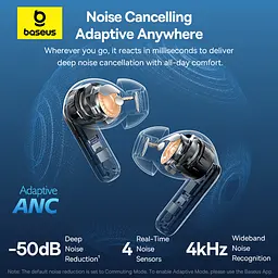 Бездротові навушники TWS Baseus Bass EP10 Pro In-Ear True Wireless Earbuds Moon White (A0010509) - мініатюра 7