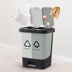 Відро для сміття MBM My Home сортувальне з кришкою та педаллю 10+10 л сіре (BIN-05 (10+10L) LIGHT GRAY/GRAY) - мініатюра 8