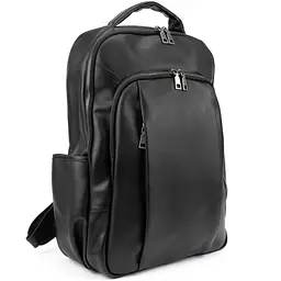 Чоловічий шкіряний рюкзак чорний Tiding Bag 1665A - мініатюра 1