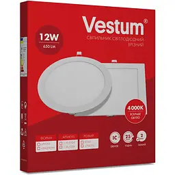 Круглий світлодіодний світильник Vestum врізний 12W 4000K 220V 1-VS-5104 - мініатюра 2