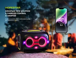 Бездротова портативна колонка Bluetooth з 2 мікрофонами Караоке BT5.3/USB/AUX/TF, 120 Вт, TWS, 8h Hopestar PARTYBOX - мініатюра 4