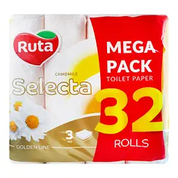 Туалетний папір Ruta Selecta Ромашка, тришаровий, 32 рулони, білий - мініатюра 2