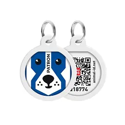 Адресник для собак і котів металевий Waudog Smart ID з QR паспортом малюнок Патрон коло Д 25 мм