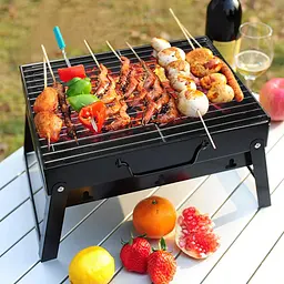 Портативний гриль Складаний барбекю грати 35 x 27 x 20 см BBQ Grill Portable чорний - мініатюра 4