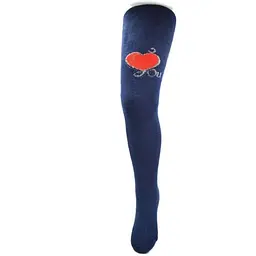Колготи STAR KIDS чорний дитячі махра SK066 Сердечко р.128-134