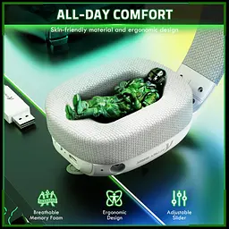Ігрова гарнітура Attack Shark L80PRO Wireless, 2.4GHz/Bluetooth/3.5mm White - мініатюра 9