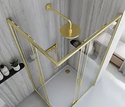 Душова кабіна Rea City 80x100 brushed gold REA-K6445, Золотий, Універсальна, прозорий, золотий - мініатюра 5