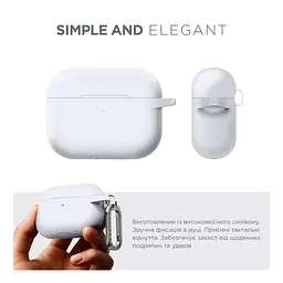 Силіконовий чохол для навушників Apple AirPods Pro 3, Hang Case, білий, ультратонкий захисний кейс товщиною 2 мм, захист від подряпин, пилу та ударів, компактний, з карабіном для кріплення, ArmorStandart (ARM88284) - мініатюра 2