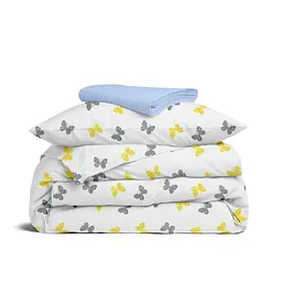 Дитяча постільна білизна в ліжечко BUTTERFLY SC13, жовтий (ButterfliesGrayYellow_62Maya_140)