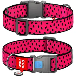 Нашийник для собак Waudog Nylon з QR паспортом, Кавун, пластиковий фастекс, XXL, 46-70х3,5 см
