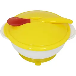 Тарілка на присосці з термоложкою та кришкою Mega Zayka MGZ-0101 (Yellow) - мініатюра 2