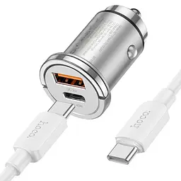 Автозарядний адаптер HOCO NZ10 45 W набір із кабелем usb-c - usb-c сріблястий