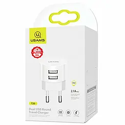 Мережевий зарядний пристрій Usams T20 2USB 2.1A (White) [49646] - мініатюра 3