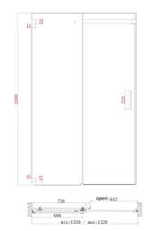 Двері в нішу Koer SR SD02-140x200-TR-01 прозоре скло Easy Clean 8 мм, хром KR5383, універсальні, прозорий, хром - мініатюра 3
