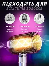 Професійний потужний компактний фен стайлер для волосся з функцією іонізації Powerful HAIR DRYER Чорний з рожевим (4573836223) - мініатюра 6