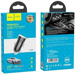 Автомобільний зарядний пристрій Hoco Z32B 20W PD Type-C + QC3.0 (1USB/3A) Black - мініатюра 4