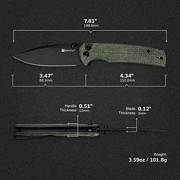 Ніж cкладний Sencut Sachse S21007-2 Micarta зелений - чорне лезо - мініатюра 8
