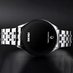 Чоловічий наручний світлодіодний годинник Skmei 1579 light (Сріблястий) - мініатюра 9