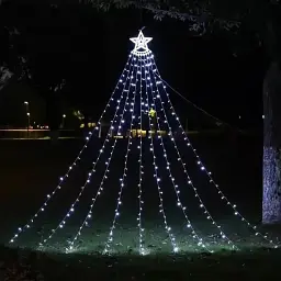 Гірлянда завіса вогнів із зіркою різдвяна ялинка Топер 350 Leds Водоспад Світло-гартова фея вогні Xmas - мініатюра 8