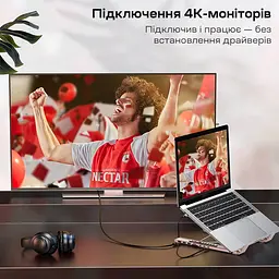 USB-C хаб-підставка 7-в-1 Choetech M57 HDMI 4K@30Hz, 2 USB 3.0, USB-C Data, USB-C PD 100W, SD-card, TF-card (43-00174) - мініатюра 7