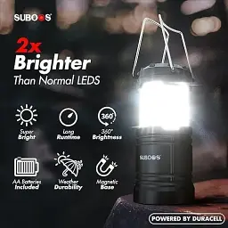 Ліхтарі для кемпінгу SUBOOS LED 2 шт яскраві з магнітною основою та складним гаком чорні - мініатюра 4