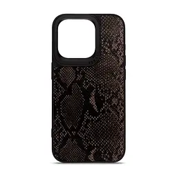 Кожаный чехол для Apple iPhone 15 Pro, Harder Genuine Snake, черный, термополиуретан ТПУ + экокожа с имитацией змеиной кожи, панель, защита корпуса, противоударный, микрофибра, рамка вокруг камеры, защита всего корпуса, (ARM76783)