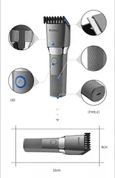 Акумуляторна машинка Kemei Km-1245 для стрижки волосся - мініатюра 5