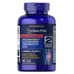 Глюкозамин и хондроитин Triple Strength Glucosamine, Chondroitin MSM 90 таблеток Puritan's Pride vit0006130