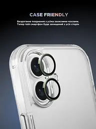 Захисне скло для камери Apple iPhone 16/16 Plus, Supreme BI, зелений колір, з рамкою, глянцеве скло для захисту лінз, протиударне, прозоре, з клейовим шаром по контуру, не впливає на якість фото, ArmorStandart (ARM79429) - мініатюра 6
