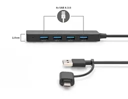 Digitus Хаб DIGITUS USB-A/C > 4хUSB-А, 1,2 м, активний (опція) - мініатюра 3