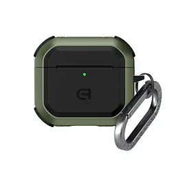 Чохол для навушників Apple AirPods 4, оливковий, Panzer, протиударний захисний кейс з TPU та полікарбонату, посилені стінки, захист від подряпин, пилу та ударів, легкий та компактний, з карабіном для кріплення, ArmorStandart (ARM82554)