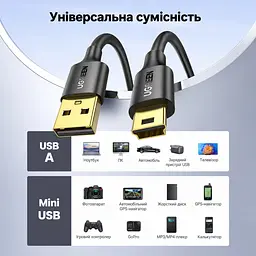 Кабель UGREEN US132 USB-A - Mini-USB 2.0 1 м чорний (10355) - мініатюра 6