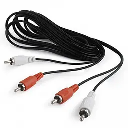 Аудио-кабель 2xRCA/2xRCA (2 тюльпана - 2 тюльпана (M/M)) Cablexpert (CCA-2R2R-10), 3.0m Black - мініатюра 2