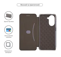 Чехол-книжка для Xiaomi Redmi A5 4G (UA), G-Case, черный, кожаный чехол-книжка из экокожи (PU) и TPU, с магнитом, с подставкой и вместительным кардхолдером, противоударный, защита всего корпуса, ArmorStandart (ARM85940) - мініатюра 3