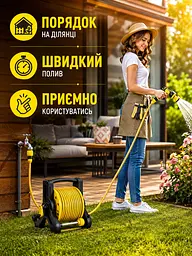 Гнучкий садовий шланг 30 м на котушці з пістолетом-розпилювачем жовтий (49675881), 30 м - мініатюра 6
