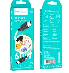 Кабель Hoco X90 Cool 60W silicone charging data cable for Type-C to Type-C White - мініатюра 2