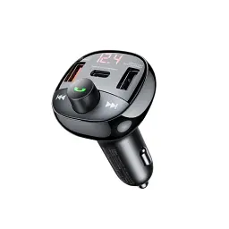 Автомобільний зарядний пристрій + FM ресівер Remax Lodi Series 2xUSB + Type-C 54.5W Black (RCC331)